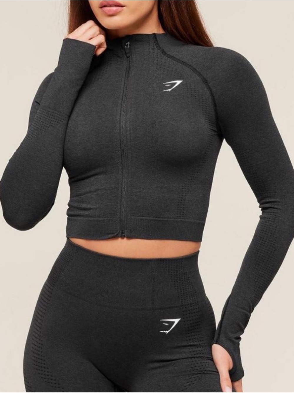 Gymshark Black Seamless Zip Crop Top